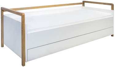 Bērnu gulta vienvietīga Kocot Kids Victor TVI_BI_18-8ZS_M, balta/gaiši brūna, 190 x 84 cm, ar nodalījumu gultas veļai