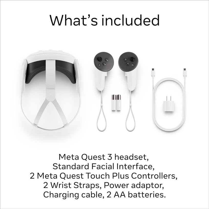 VR prillid Meta Quest 3, USB Type C / Wi-Fi / Bluetooth 5.0, 128 GB