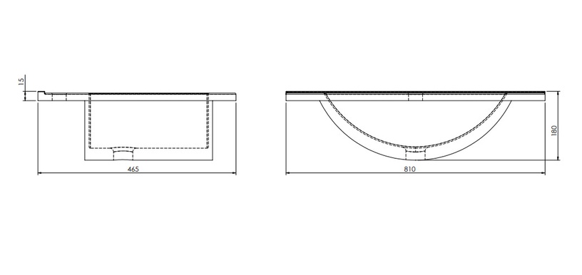 Vannas istabas izlietne Deftrans Plan, 810 mm x 465 mm x 180 mm