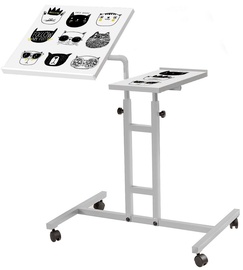 Datorgalds regulējams augstums Kalune Design Laptop Standing Desk Glen Cats, balta