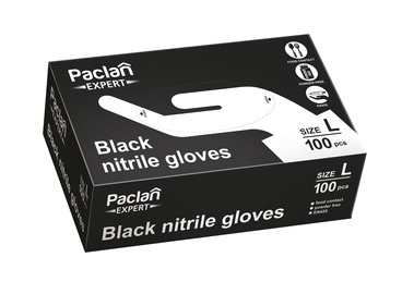 Перчатки одноразовые Paclan, нитрил, черный, L, 100 шт.