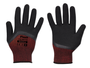 Рабочие перчатки устойчивый к порезам Bradas Flash Grip RWFGRDF11, для взрослых, полиэстер/латекс/cпандекс, черный/красный, 11, 6 шт.