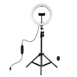 Apgaismojums Puluz LED Ring Lamp, melna, 2.3 - 3.3 "
