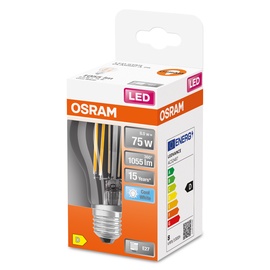 Светодиодная лампочка Osram LED, холодный белый, E27, 7.5 Вт, 1055 лм