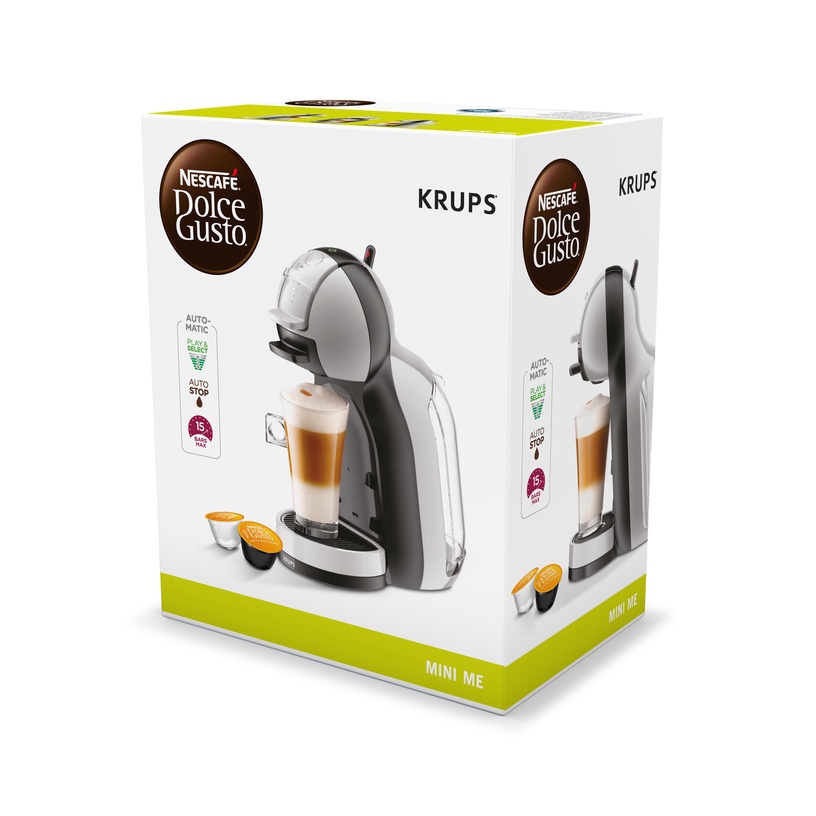 Kapsulas kafijas automāts Krups Dolce Gusto Mini Me KP123B, balta/pelēka
