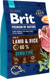 Сухой корм для собак Brit Premium By Nature Sensitive, баранина/рис, 3 кг