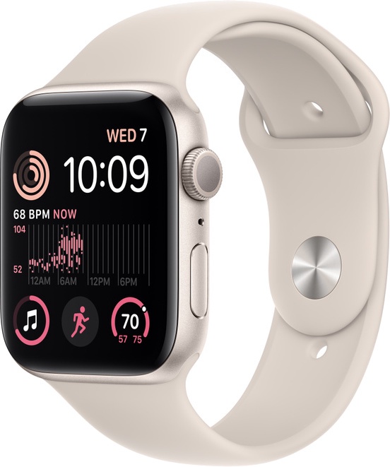 Умные часы Apple Watch SE GPS (2nd Gen) 44mm Starlight Aluminium Case with Starlight Sport Band - Regular, светло-коричневый