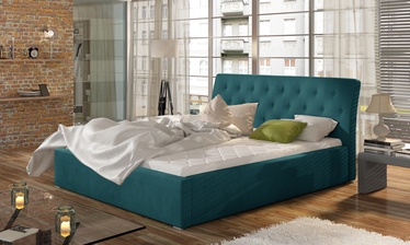 Кровать полтора места Milano Mat Velvet 75, 140 x 200 cm, синий, с решеткой