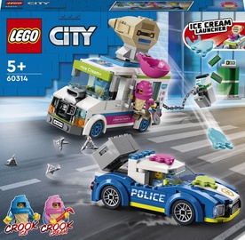 Konstruktors LEGO City Policijas pakaļdzīšanās saldējuma busiņam 60314, 317 gab.