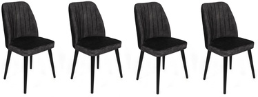 Ēdamistabas krēsls Kalune Design Alfa 437 V4 974NMB1558, matēts, melna/antracīta, 49 cm x 50 cm x 90 cm, 4 gab.