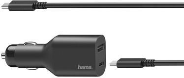 Auto telefona lādētājs Hama Car Power Supply, USB Type C, melna