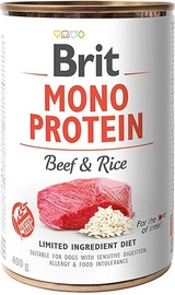 Mitrā barība (konservi) suņiem Brit Mono Protein, liellopa gaļa/rīsi, 0.4 kg