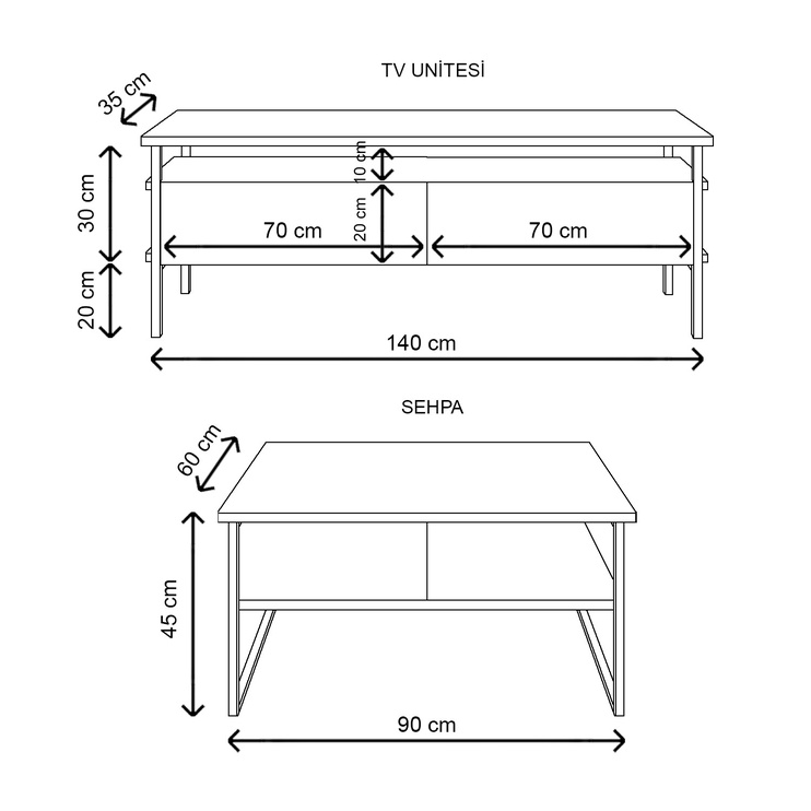 TV-laud Kalune Design Tuana L3025, pruun, 35 cm x 140 cm x 50 cm