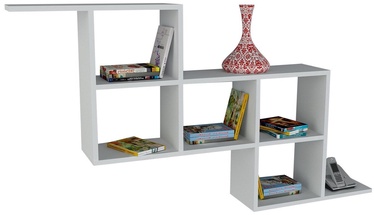 Sienas plaukts Kalune Design Zeta, balta, 147.2 cm x 22 cm x 82.2 cm