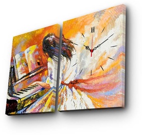 Pulkstenis - bilde Wallity Canvas 2P3040CS-75, sarkana/dzeltena, koks/kanva, 64 cm x 40 cm