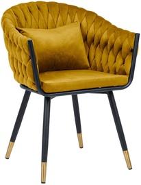 Ēdamistabas krēsls Home4you Flora 10402, matēts, zelta/dzeltena, 61 cm x 63 cm x 83 cm