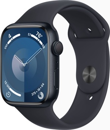 Умные часы Apple Watch Series 9 GPS, 45mm Midnight Aluminium Midnight Sport S/M, черный