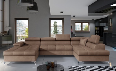 Stūra dīvāns Eduardo Monolith 09, gaiši brūna, labais, 202 x 345 cm x 90 cm