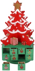 Adventes kalendāra kastīte Springos Christmas Tree CA1073, 260 mm, koks, balta/sarkana/zaļa