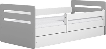 Bērnu gulta vienvietīga Kocot Kids Tomi, balta/pelēka, 184 x 90 cm, ar nodalījumu gultas veļai