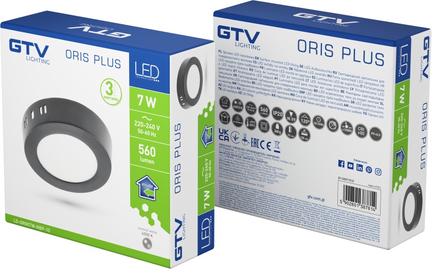 viestuvas lub GTV Oris Plus LD ORN07W CBP 10 7 W LED 3000 K