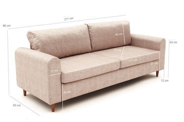 Dīvāns Hanah Home Salem 3-Seat, krēmkrāsa, 211 x 83 x 86 cm