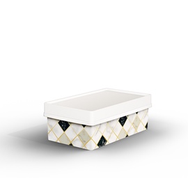 Uzglabāšanas kaste Domoletti Marble, 2 l, balta/melna/bēša, 24.3 x 14 x 8.5 cm