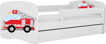 Vaikiška lova viengulė Kocot Kids Babydreams Fire Brigade, balta, 184 x 90 cm, su patalynės dėže