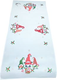 Ziemassvētku galda skrējējs taisnstūra Gnomes, balta/sarkana/zaļa, 40 x 85 cm