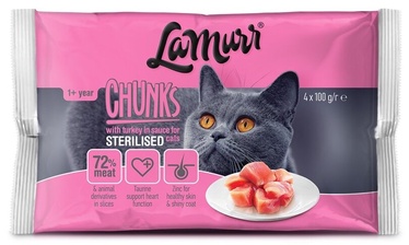 Šlapias kačių maistas La Murr Chunks Turkey In Sauce, kalakutiena, 0.4 kg, 4 vnt.