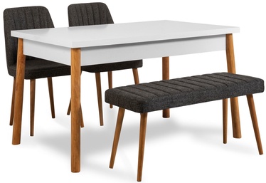 Ēdamistabas komplekts Kalune Design Costa 1053 - 3 AB, balts/priedes/antracīts