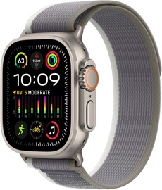 Viedais pulkstenis Apple Watch Ultra 2 GPS + Cellular, 49mm Titanium Green/Grey Trail Loop M/L LT, titāna