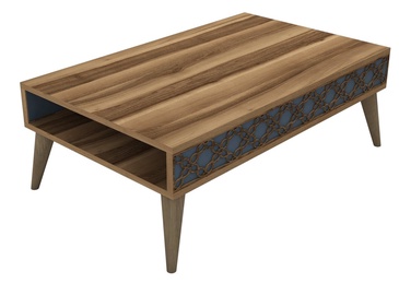 Журнальный столик Kalune Design City, синий/ореховый, 105 см x 60 см x 36.6 см