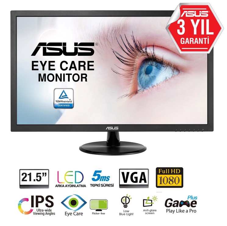 Monitorius Asus VP228DE, 21.5", 5 ms