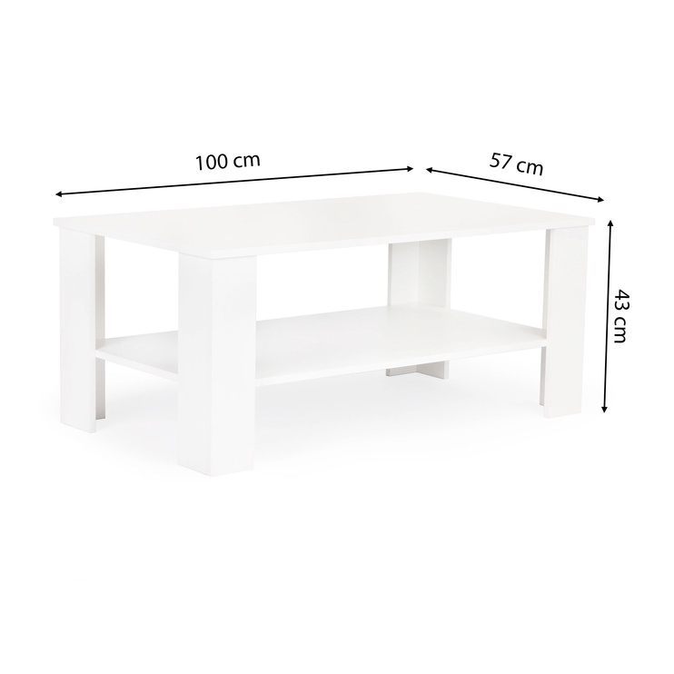 Kafijas galdiņš ModernHome Modern, balta, 570 mm x 1000 mm x 430 mm