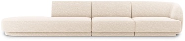 Dīvāns Micadoni Home Miley Chenille 4 Seats, krēmkrāsa, kreisais, 302 x 85 cm x 74 cm