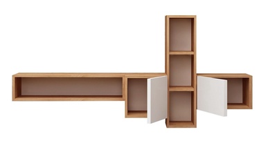 Sekcija Kalune Design Kumkuat, balta/ąžuolo, 35 cm x 160 cm x 70 cm
