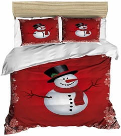 Ziemassvētku gultas veļas komplekts Mijolnir, balta/melna/sarkana, 160x220 cm