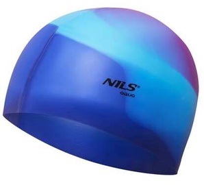 Шапочка для плавания Nils Aqua NQC Multicolor, синий/фиолетовый/голубой