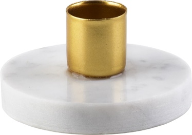 Svečturis Mondex Cedric Marble HTOP3394, metāls/konglomerāts, Ø 7.5 cm, 40 mm, zelta/balta