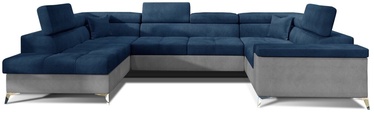 Stūra dīvāns Thiago Monolith 77, Monolith 84, zila/pelēka, kreisais, 350 x 202 cm x 90 cm