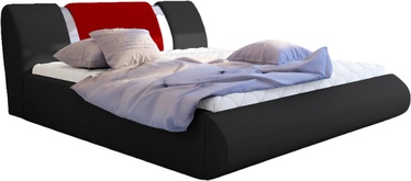 Кровать Flavio Soft 11 & Soft 10, 140 x 200 cm, черный/красный, с решеткой
