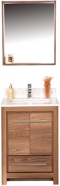 Комплект мебели для ванной Kalune Design Superior 24, белый/ореховый, 54 см x 60 см x 86 см