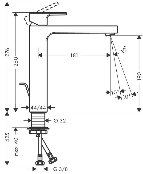 Смеситель для раковины Hansgrohe Vernis Shape 71562000, хромовый