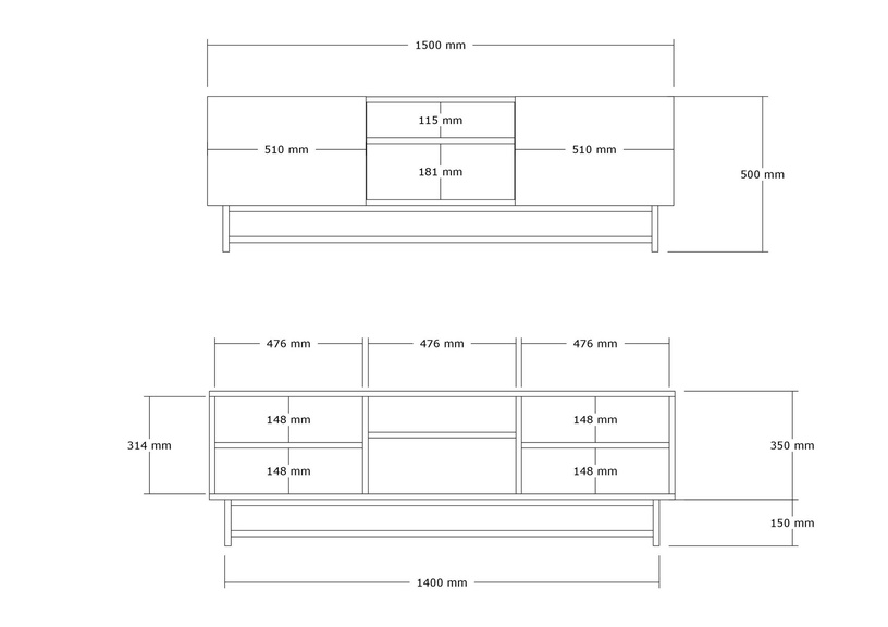 TV-laud Kalune Design Wood, pähklipuu, 150 cm x 41 cm x 50 cm