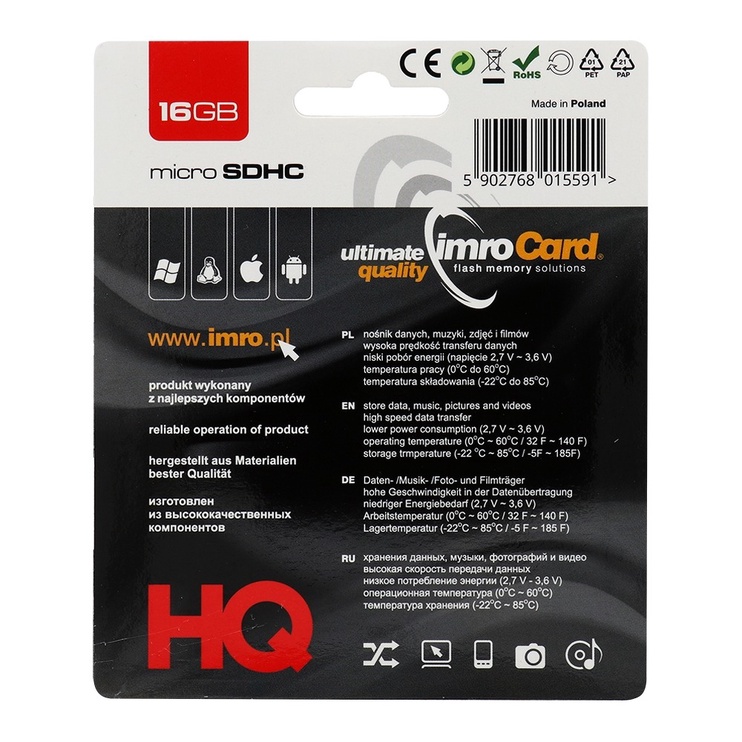 Карта памяти IMRO MicroSDHC Class 4, 16 GB