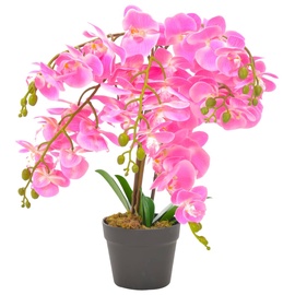 Mākslīgie ziedi puķu podā, orhideja VLX Orchid, dzeltena/zaļa/rozā, 60 cm