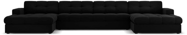 Dīvāns Micadoni Home Justin Velvet Panoramic 5 Seats, melna, 294 x 160 cm x 72 cm