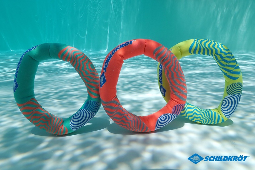 Veemäng Schildkrot Neopren Diving Rings, punane/kollane/roheline, 3 tk