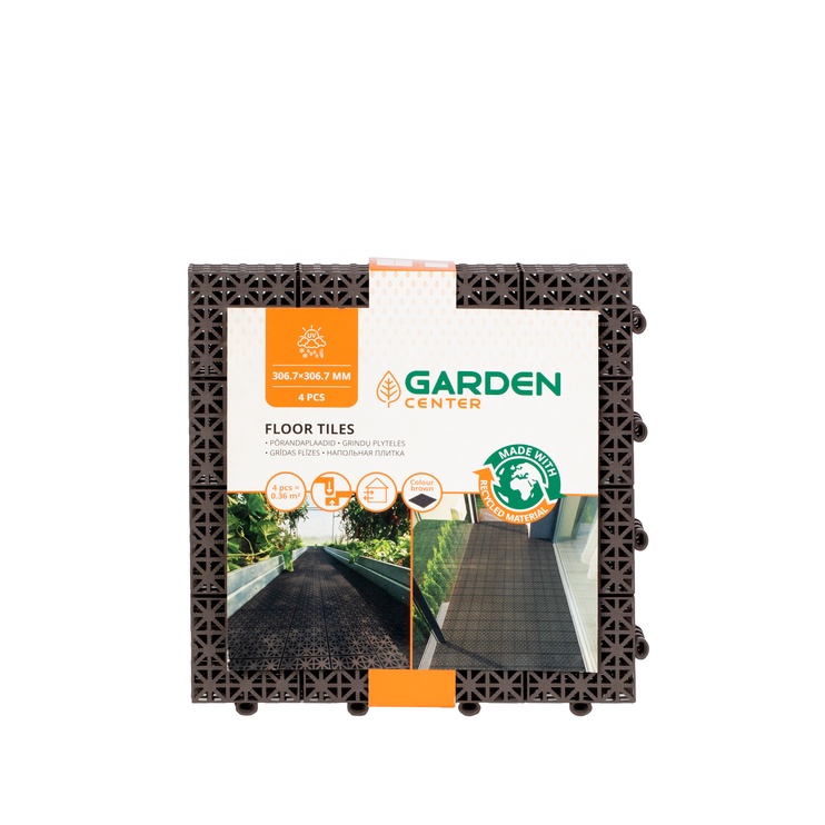 Плитка для крыльца Garden Center, 30.6 см x 30.6 см x 1.2 см, коричневый, 4 шт.